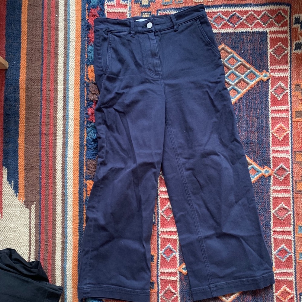 Used Everlane Wide Leg Crop Pants Sz 4 Navy